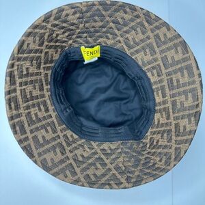Fendi Logo Patterned Hat in Brown and Black